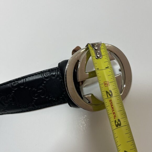 Gucci Embossed Black Belt with Silver GG Buckle - Picture 13 of 16